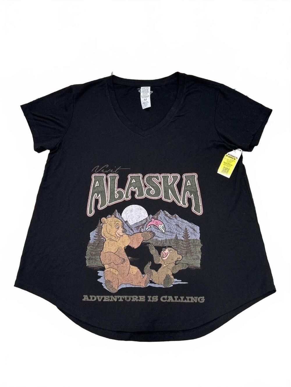 Black 'Visit Alaska' Adventure Graphic T-Shirt, Size M